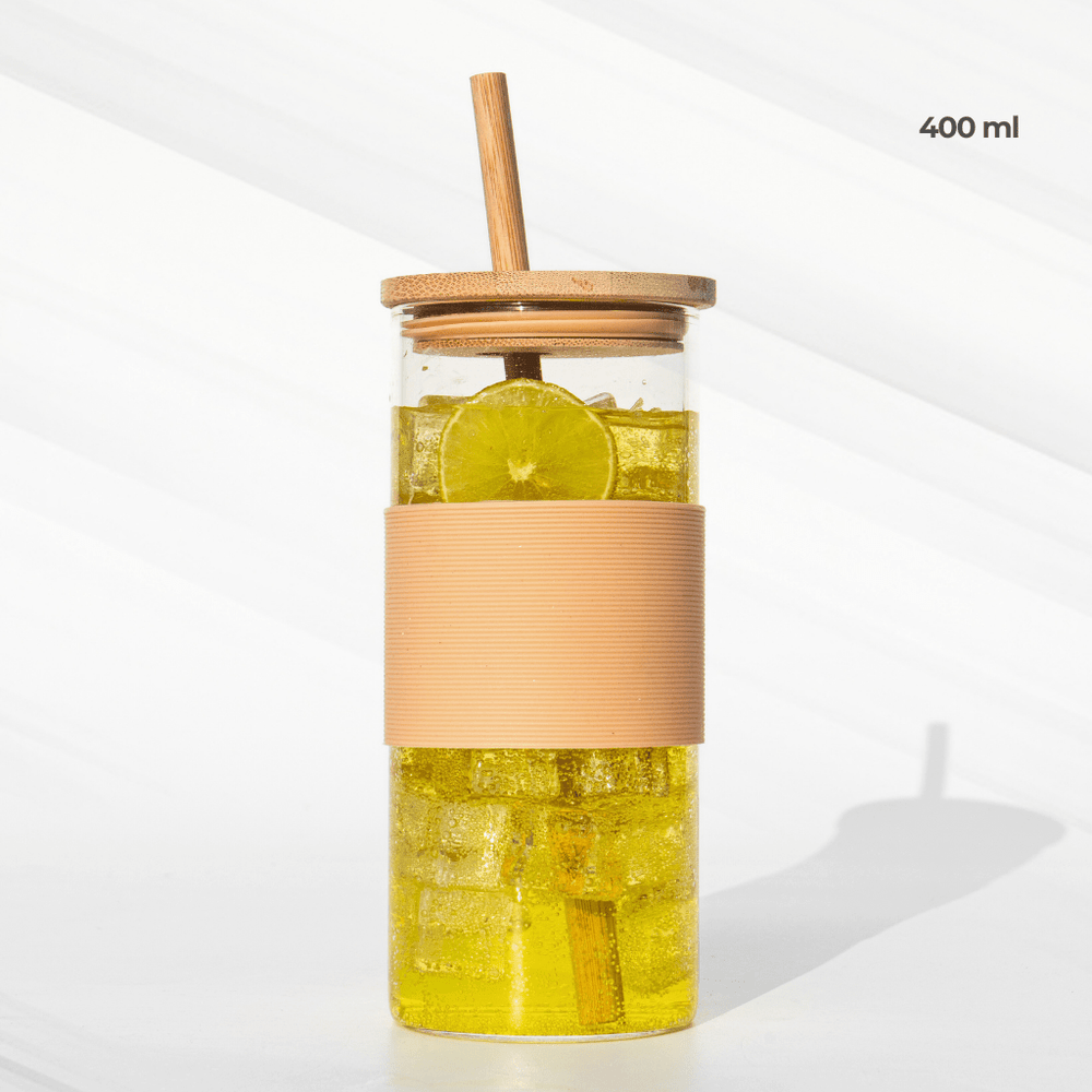 EcoGlow Glass Sipper – Bamboo Lid & Straw | Sustainable & Stylish masson jar