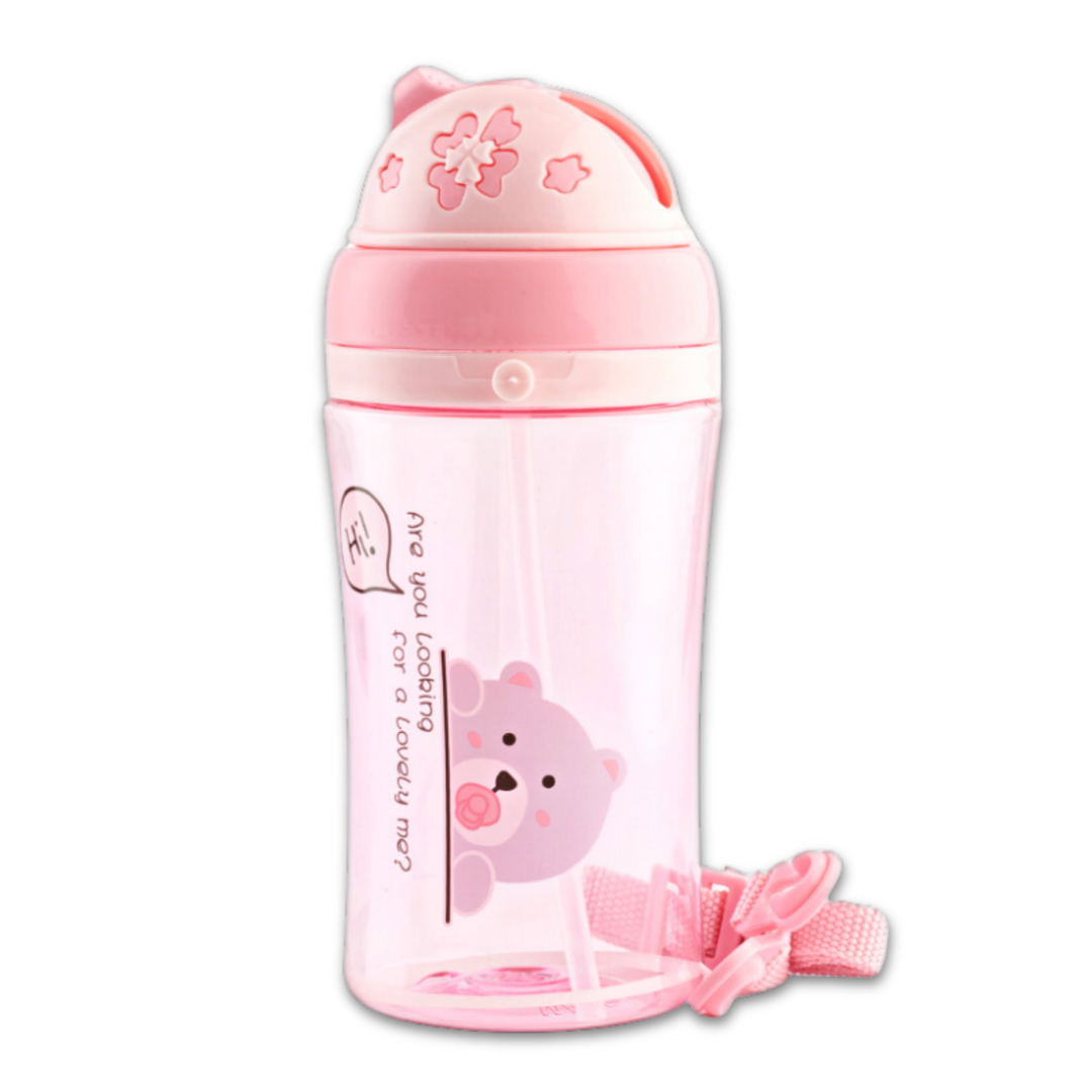 cute bear print sipper water bottle