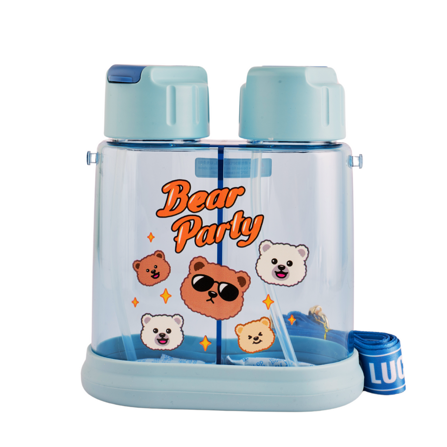 2 in 1 sipper bottle with cute design in blue colour