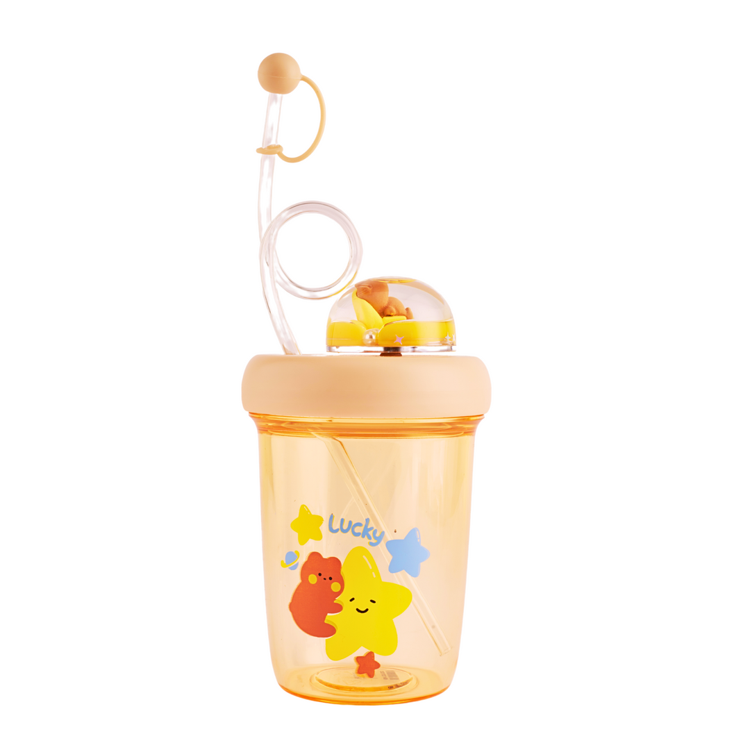 cute sipper water bottle with a swirly straw