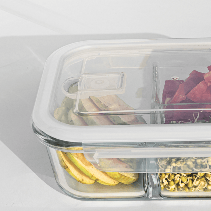 3 - Partition Airtight Borosilicate Glass Lunch Box – Fresh, Safe & Aesthetic! Food Storage