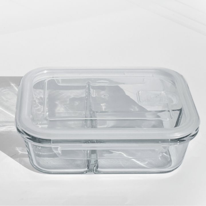 3 - Partition Airtight Borosilicate Glass Lunch Box – Fresh, Safe & Aesthetic! Food Storage