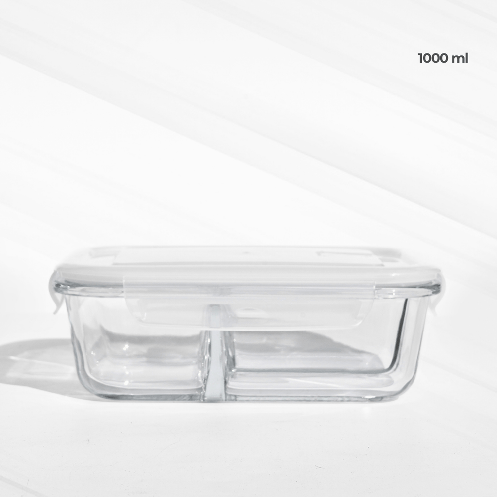 3 - Partition Airtight Borosilicate Glass Lunch Box – Fresh, Safe & Aesthetic! Food Storage