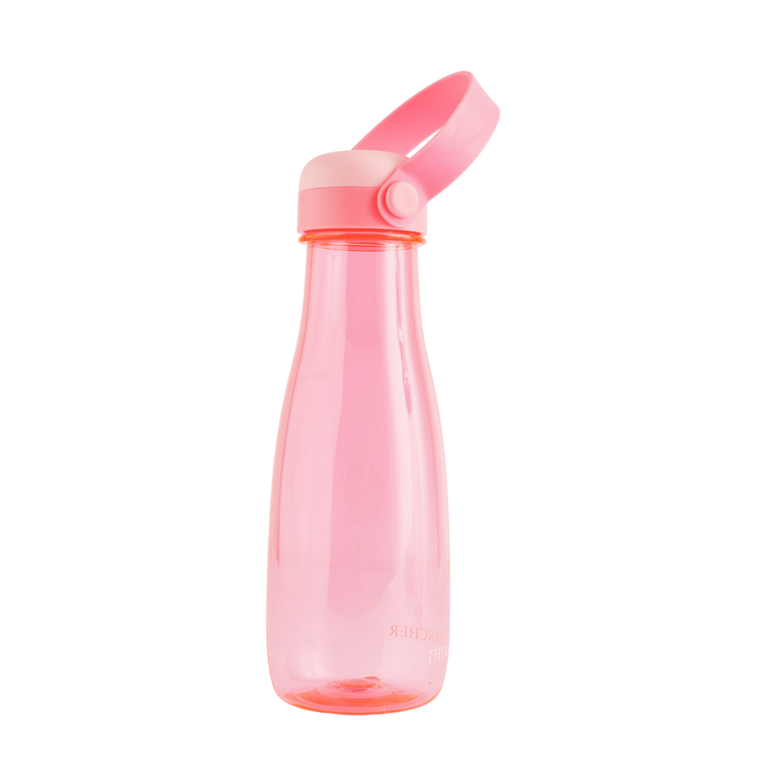 Pink unique water bottle with a silicon holder