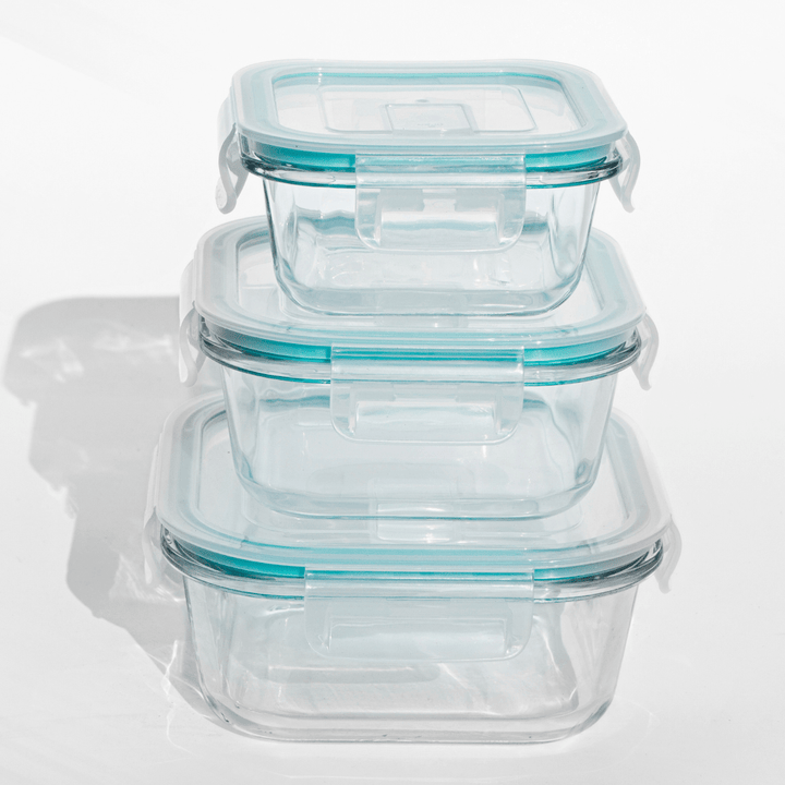 Airtight Borosilicate Glass Containers – Safe, Stylish & Spill - Proof! (Set of 3) Food Storage