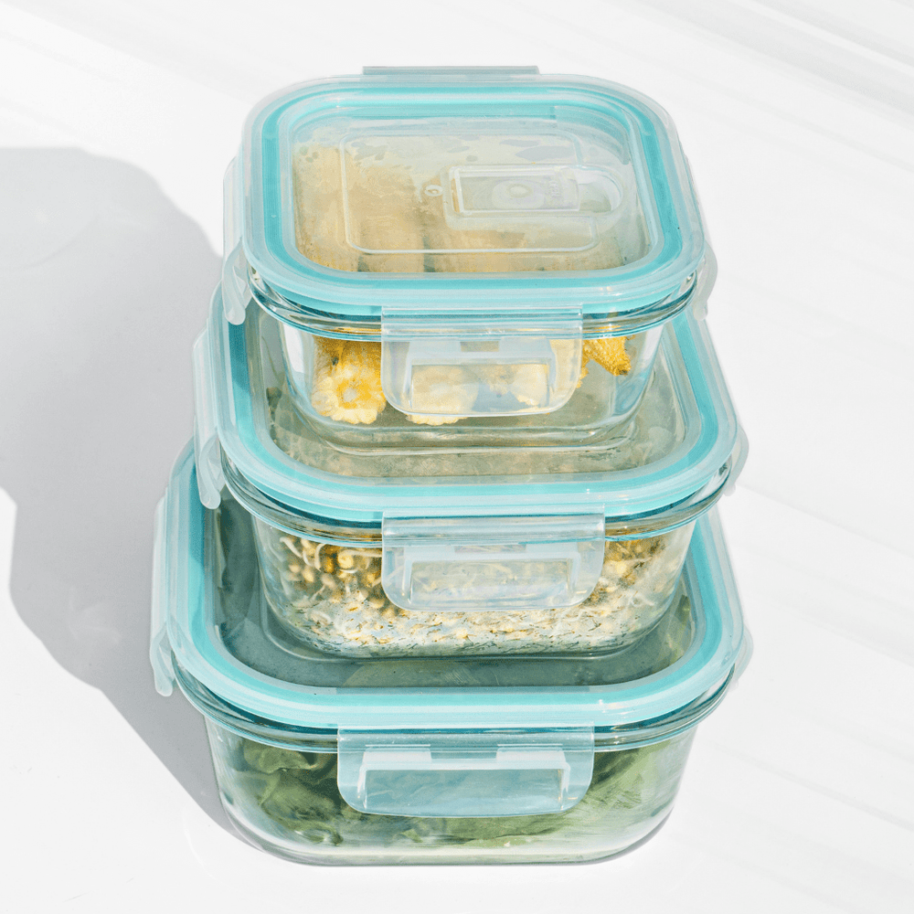 Airtight Borosilicate Glass Containers – Safe, Stylish & Spill - Proof! (Set of 3) Food Storage