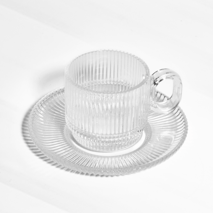 Classic Luxe – 12 - Piece Textured Tea Cup Set Cup and Saucer