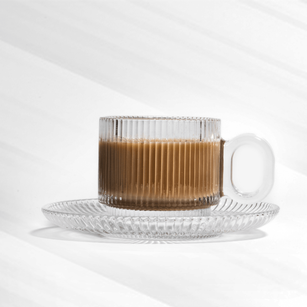 Classic Luxe – 12 - Piece Textured Tea Cup Set Cup and Saucer
