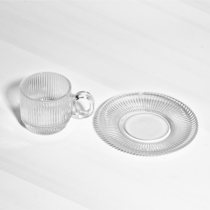 Classic Luxe – 12 - Piece Textured Tea Cup Set Cup and Saucer