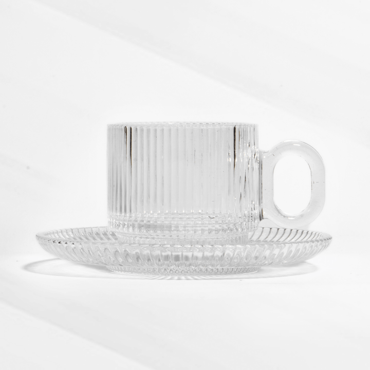 Classic Luxe – 12 - Piece Textured Tea Cup Set Cup and Saucer