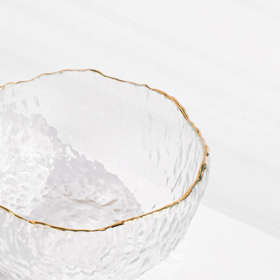 Clear Glass Bowl with Gold Rim - Elegant Serving Bowl for Salads, Desserts & More Glass CandyFlossstores 