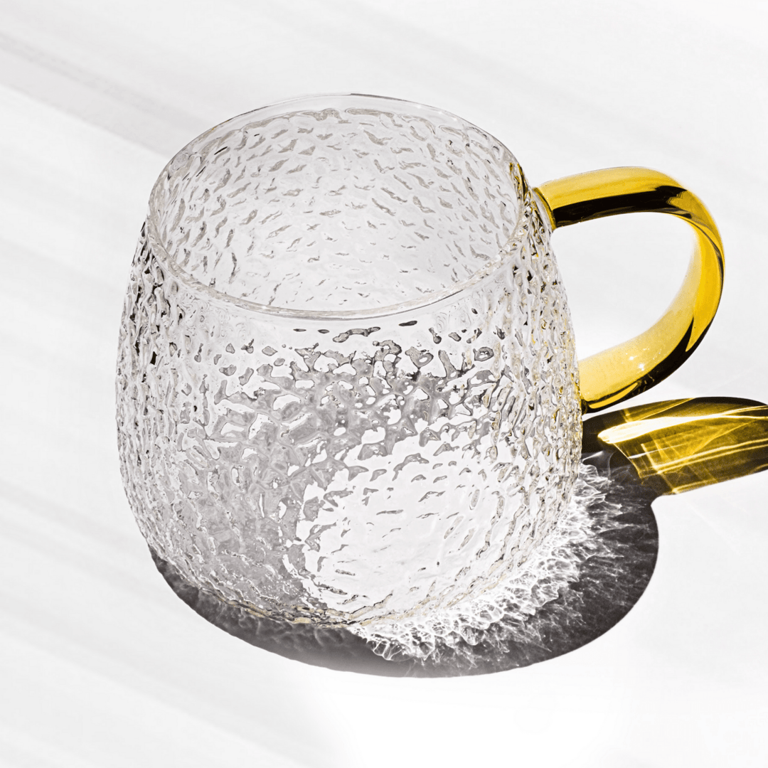 Dotted Textured Glass Mug : Crystal Clear Joy Glass Mugs