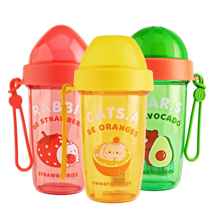 Dual Delight: 2 - in - 1 Sipper Bottle with Cute Prints Sipper