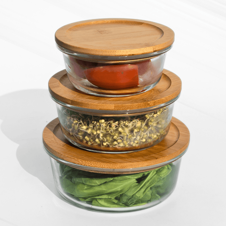 Eco - Friendly Borosilicate Glass Containers (Set of 3) – Stylish & Sustainable! Food Storage