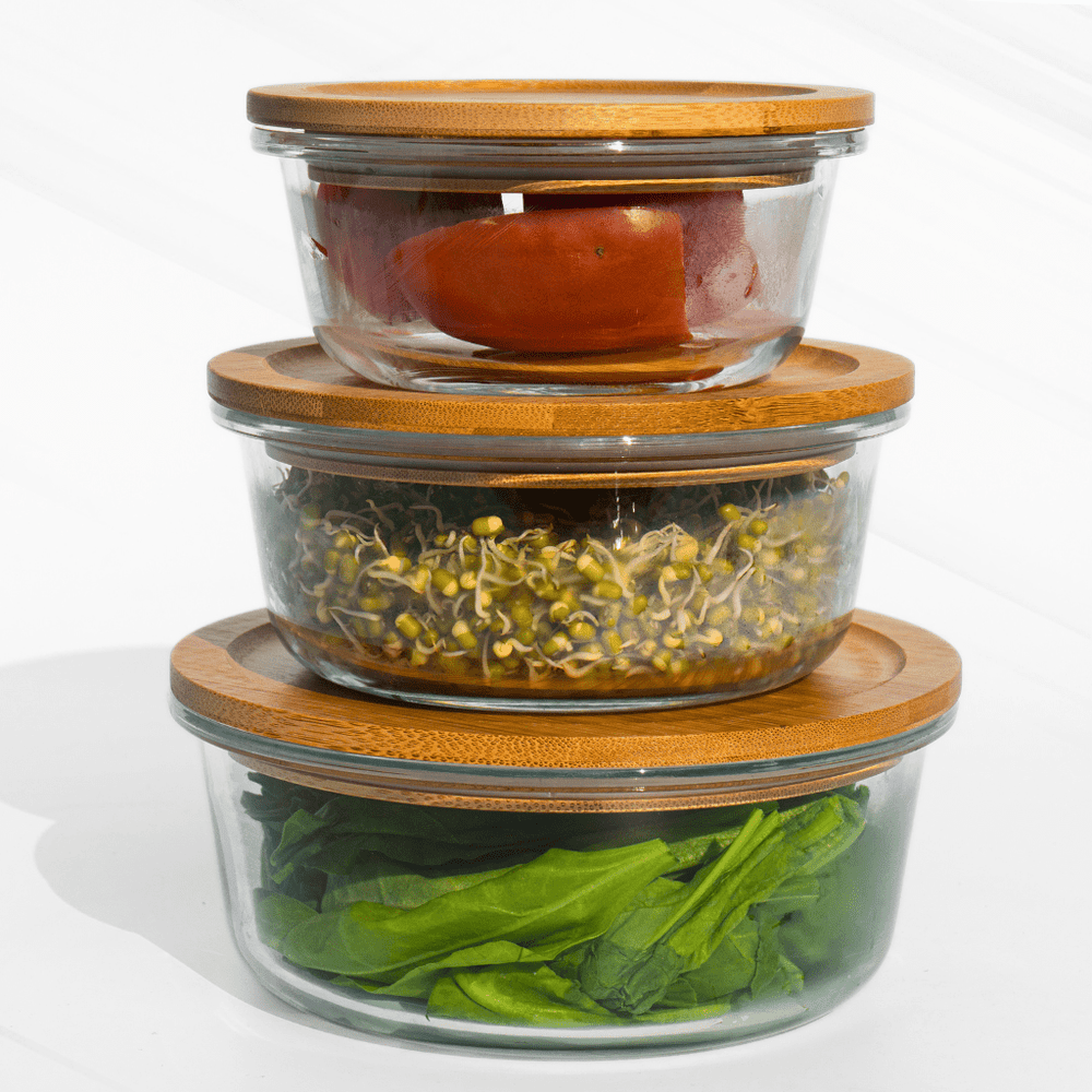 Eco - Friendly Borosilicate Glass Containers (Set of 3) – Stylish & Sustainable! Food Storage