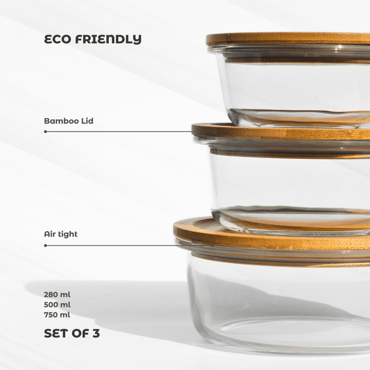 Eco - Friendly Borosilicate Glass Containers (Set of 3) – Stylish & Sustainable! Food Storage