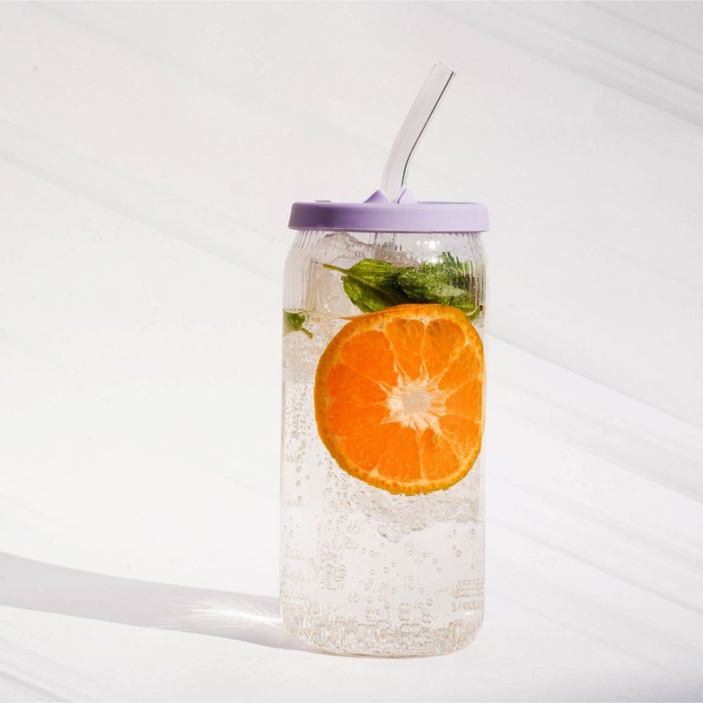 Eco - Friendly Glass Jar with Silicone Lid & Glass Straw masson jar