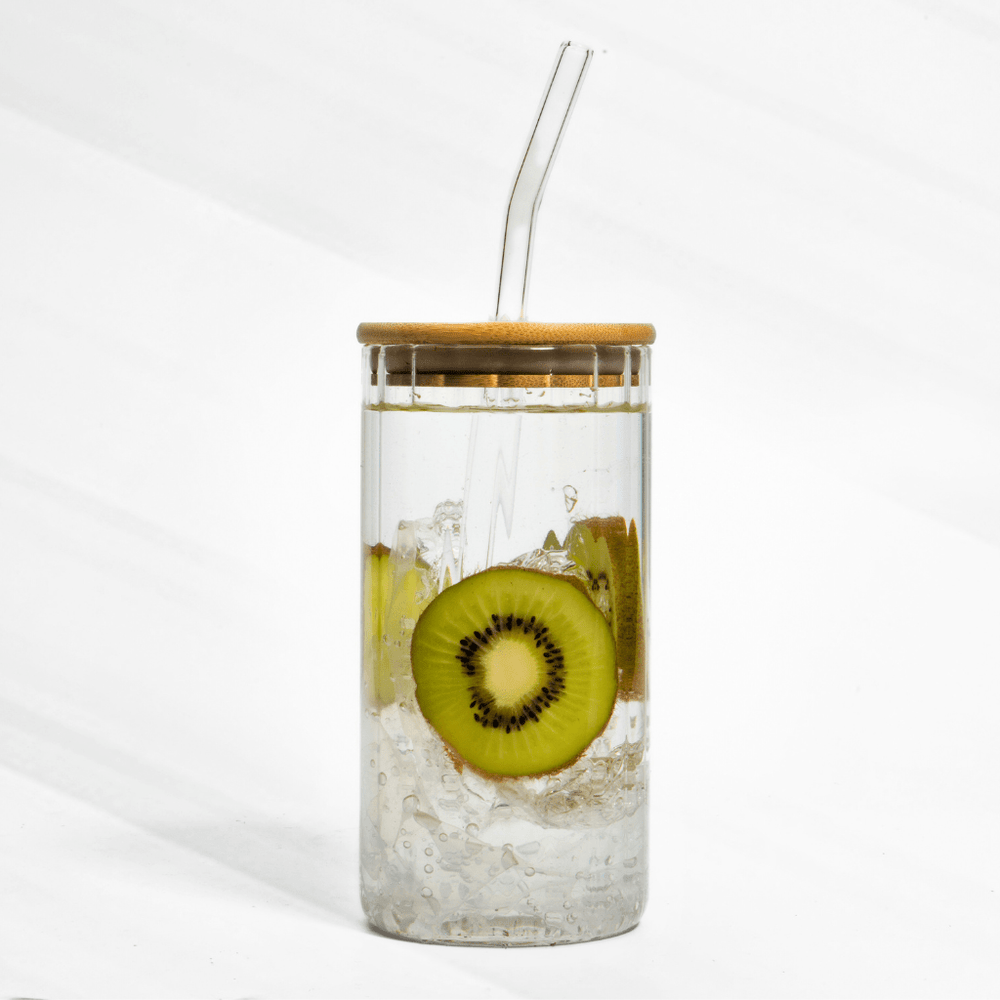 Eco - Friendly Glass Sipper with Bamboo Lid and Straw masson jar
