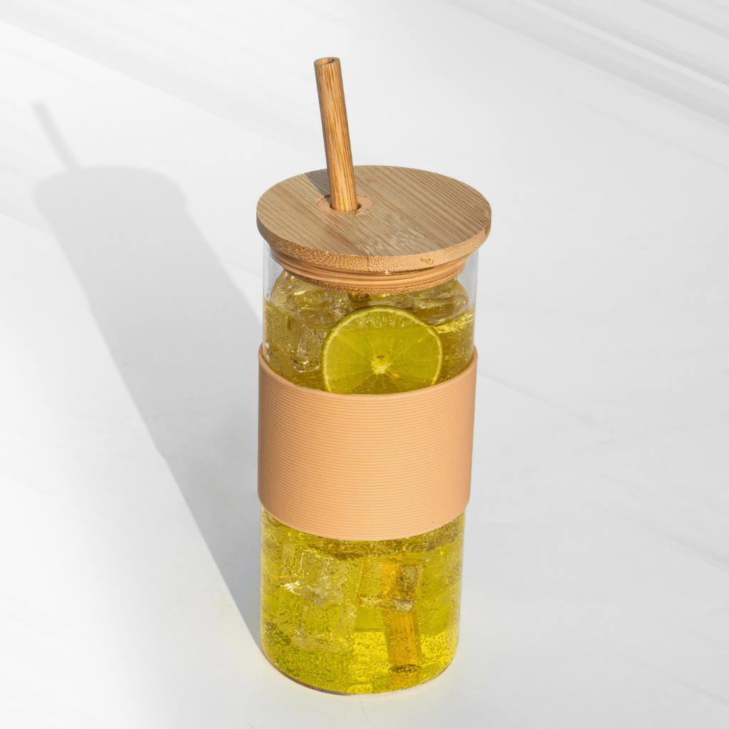 EcoGlow Glass Sipper – Bamboo Lid & Straw | Sustainable & Stylish masson jar