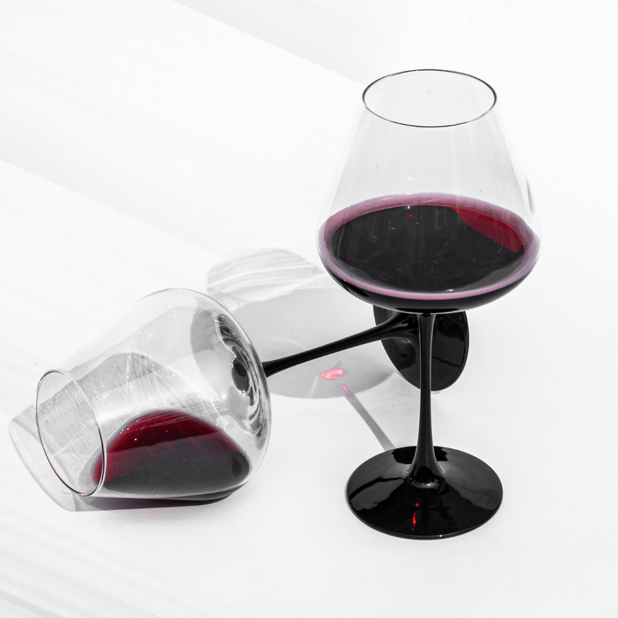 Elegant Black Stem Goblet (Set of 4) Glass
