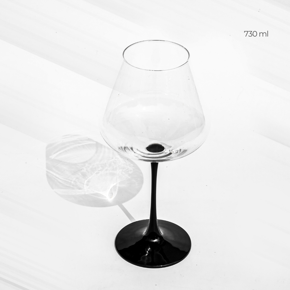 Elegant Black Stem Goblet (Set of 4) Glass