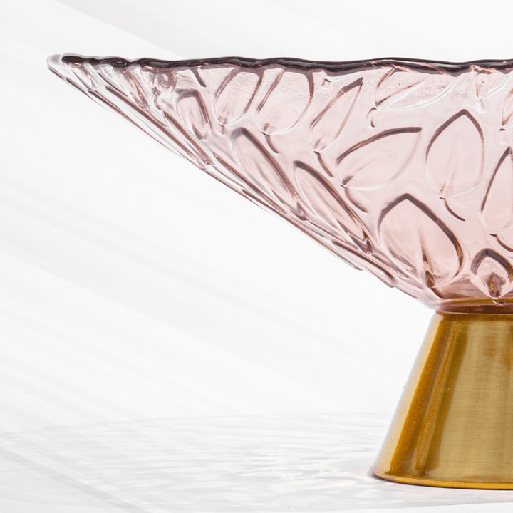 Elegant Hibiscus Fruit Bowl | Luxe Glass Decor with Gold Base Bowls