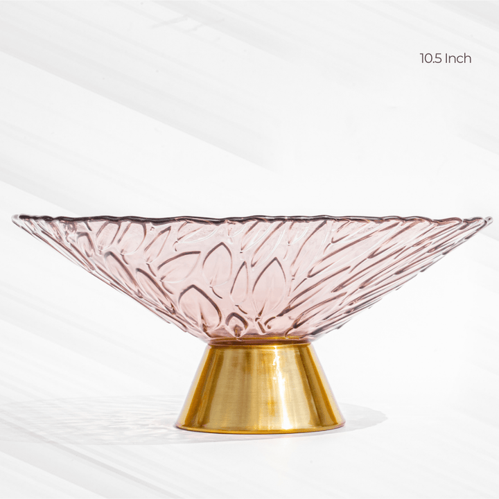 Elegant Hibiscus Fruit Bowl | Luxe Glass Decor with Gold Base Bowls
