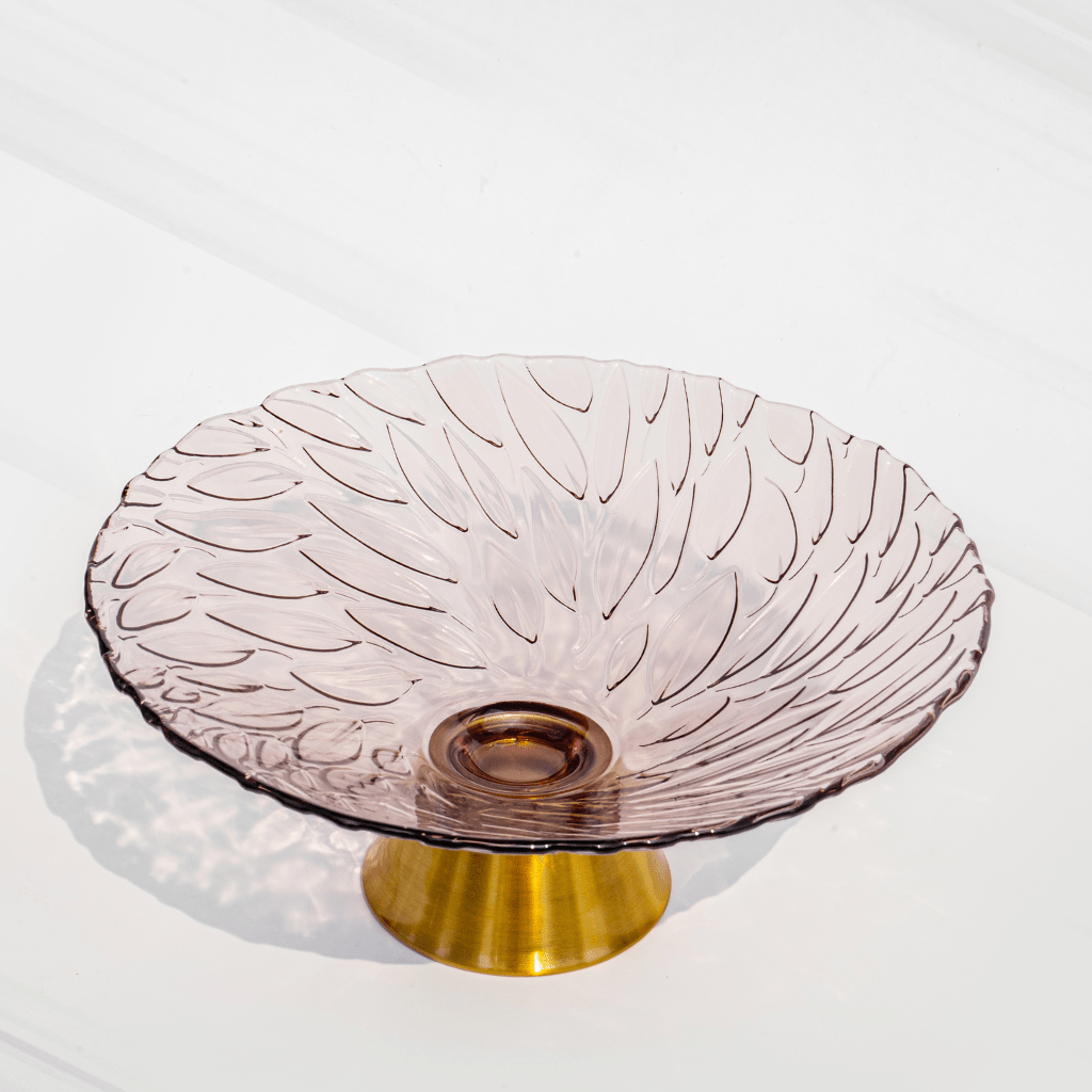 Elegant Hibiscus Fruit Bowl | Luxe Glass Decor with Gold Base Bowls