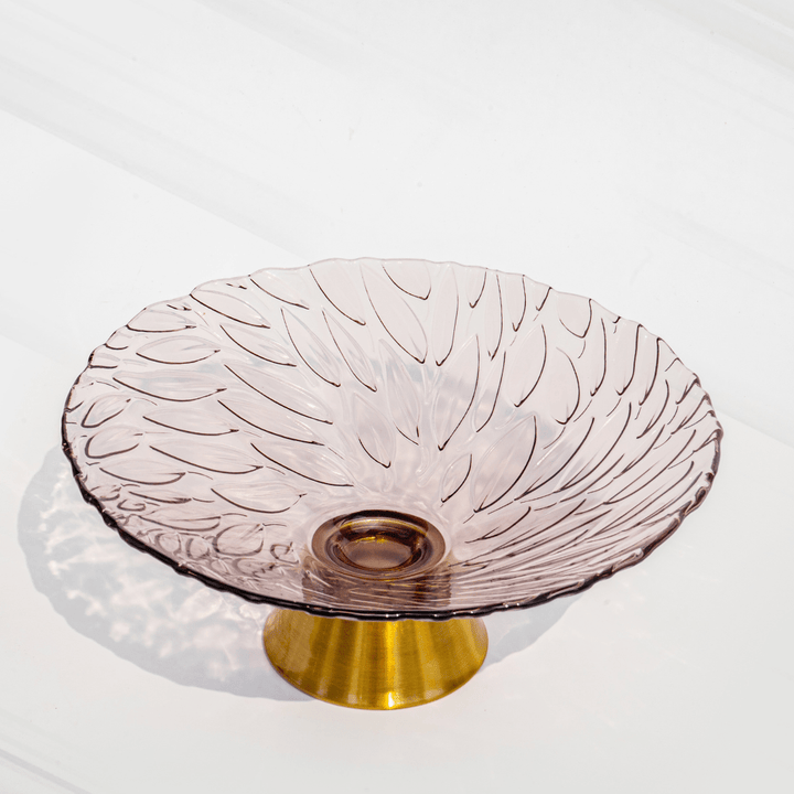 Elegant Hibiscus Fruit Bowl | Luxe Glass Decor with Gold Base Bowls