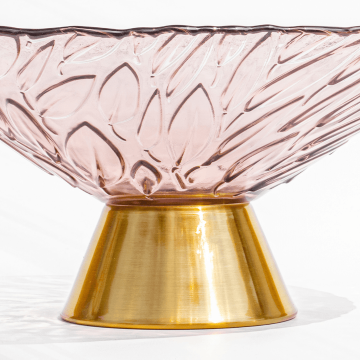 Elegant Hibiscus Fruit Bowl | Luxe Glass Decor with Gold Base Bowls