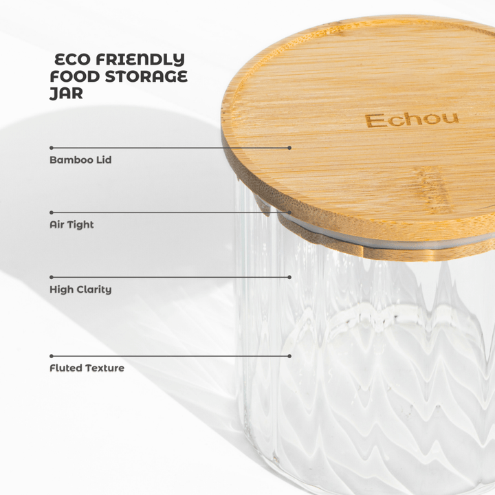Fluted Food Storage Jar | Premium Airtight Glass Jar JAR