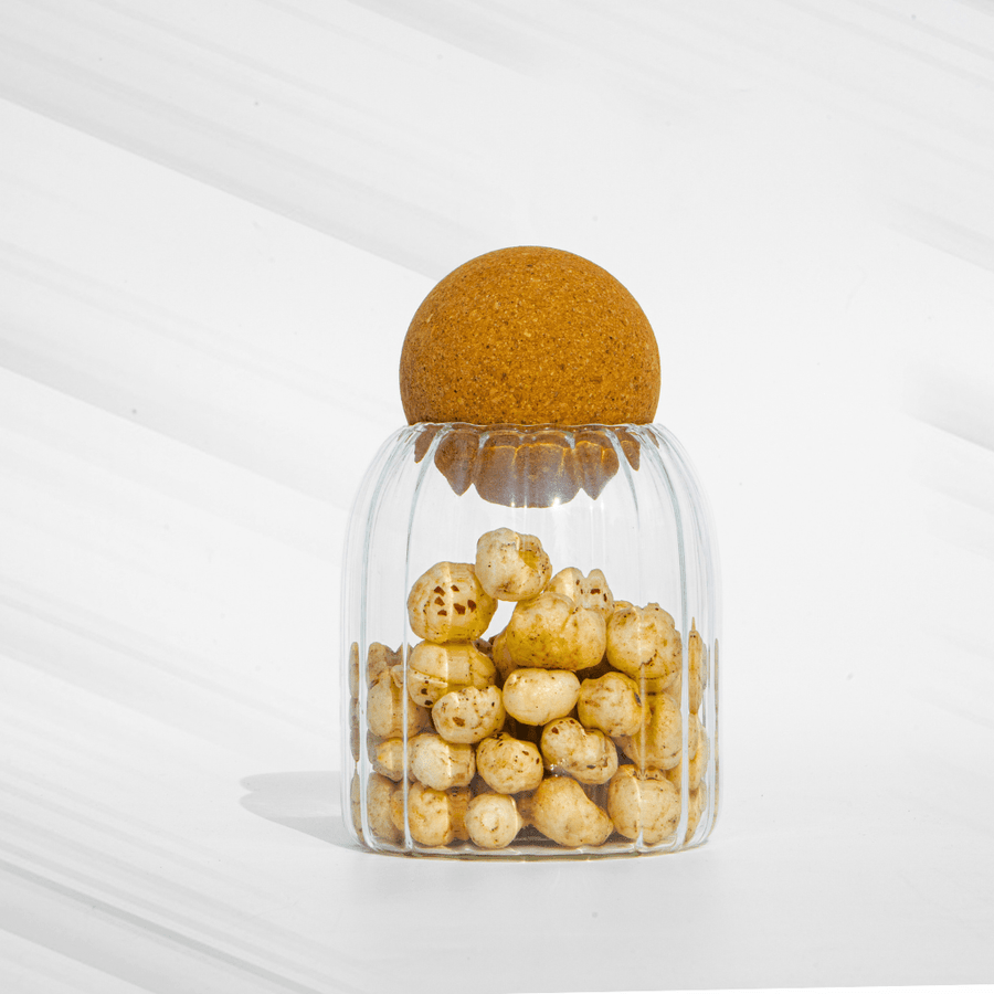 Fluted Storage Glass with Cork lid (500 ml) JAR