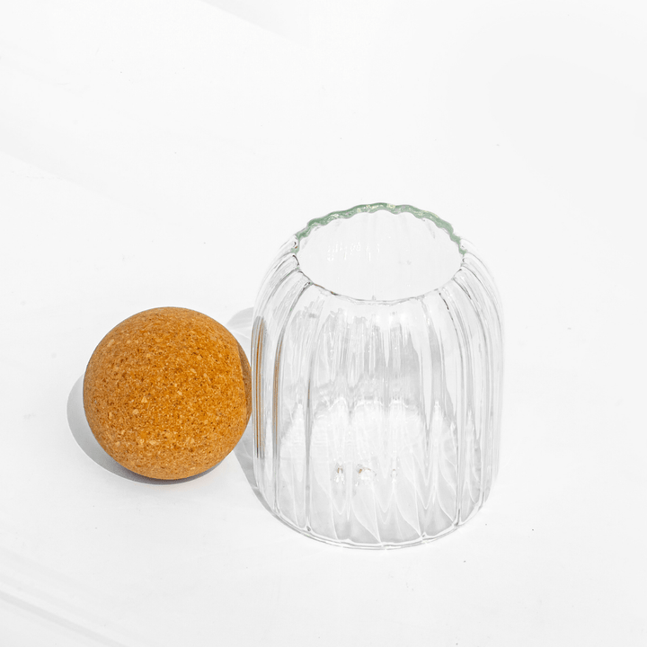 Fluted Storage Glass with Cork lid (500 ml) JAR