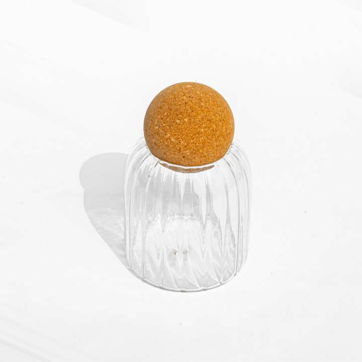 Fluted Storage Glass with Cork lid (500 ml) JAR