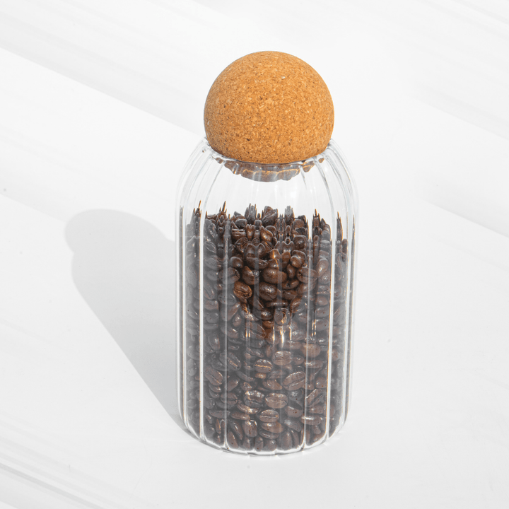 Fluted Storage Glass with Cork lid (750 ml) JAR