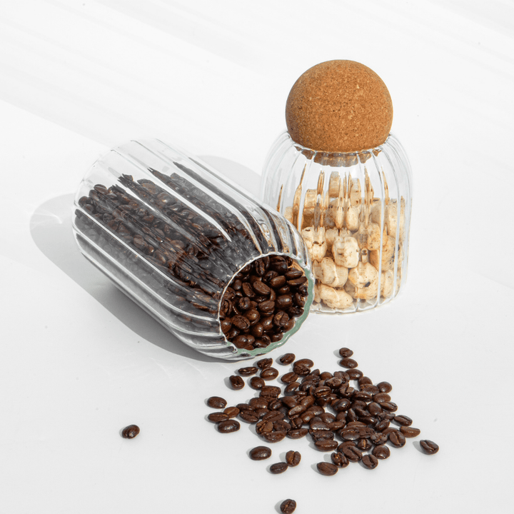 Fluted Storage Glass with Cork lid (750 ml) JAR