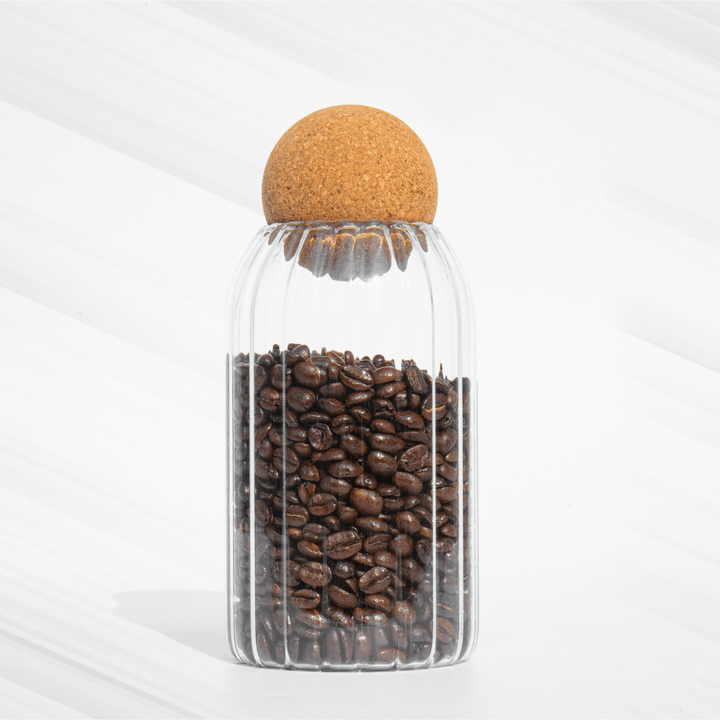 Fluted Storage Glass with Cork lid (750 ml) JAR