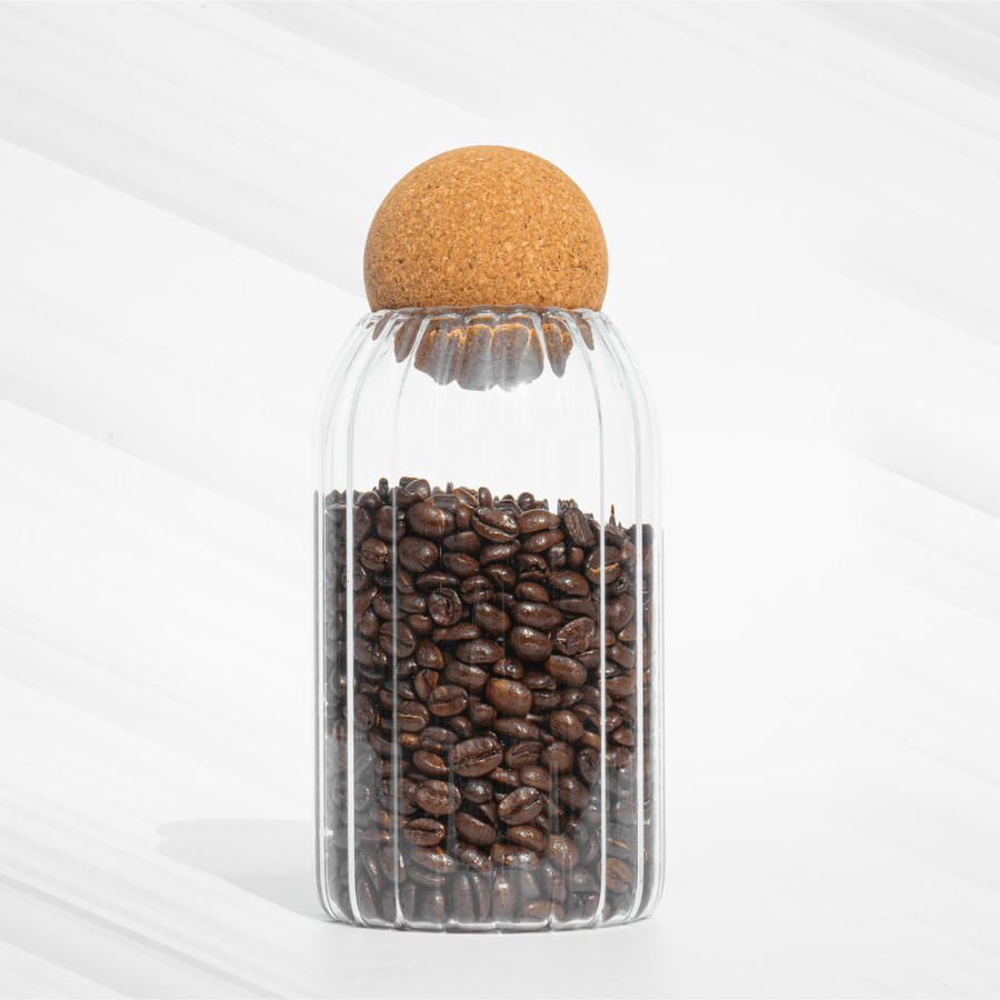 Fluted Storage Glass with Cork lid (750 ml) JAR