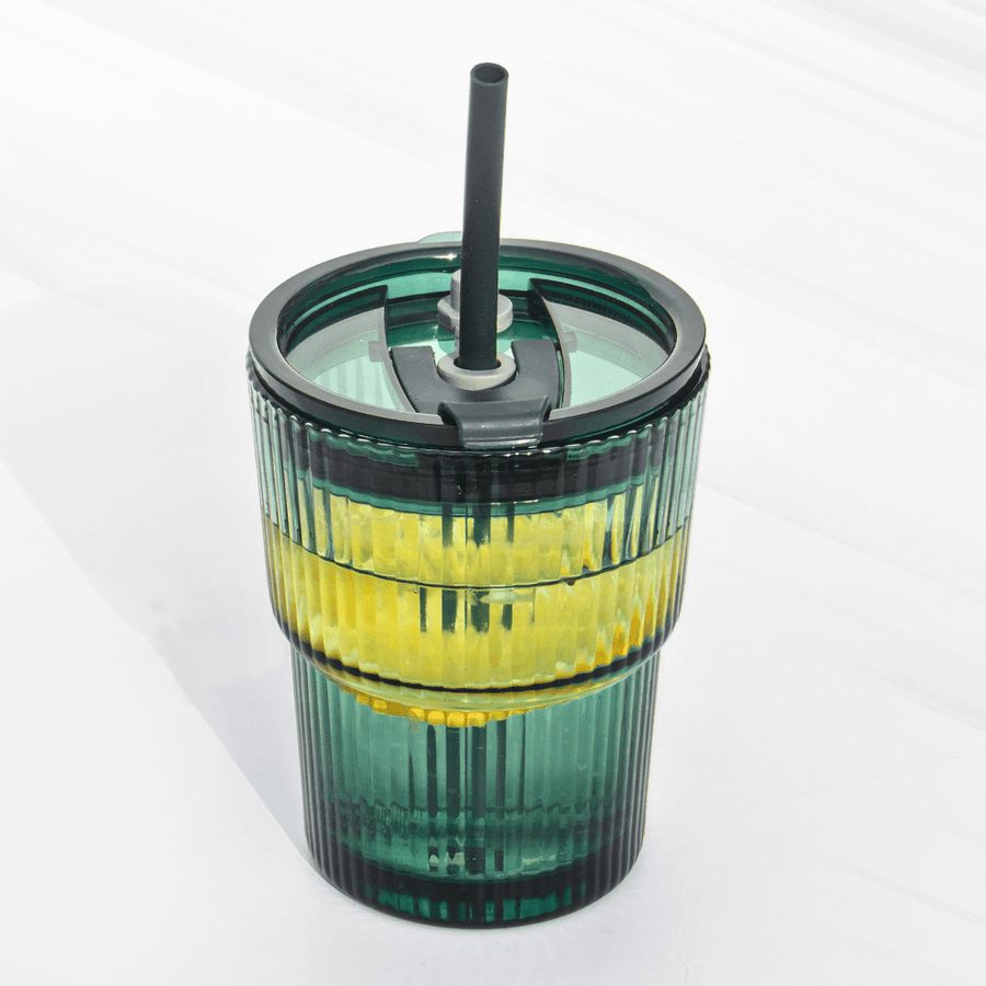 Go Green Glass Sipper – Vintage Elegance with Lid & Straw Sipper