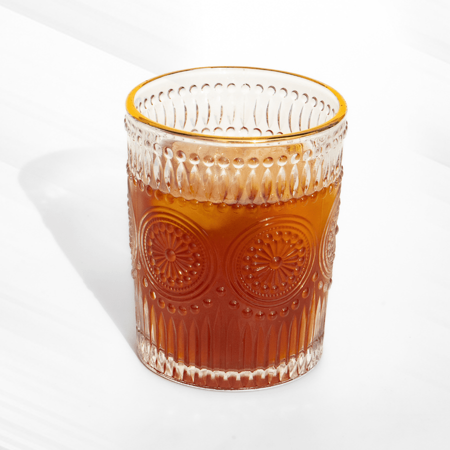 Golden Rim Glass - Modern Cocktail & Whiskey Glassware ( Set of 6) Glass