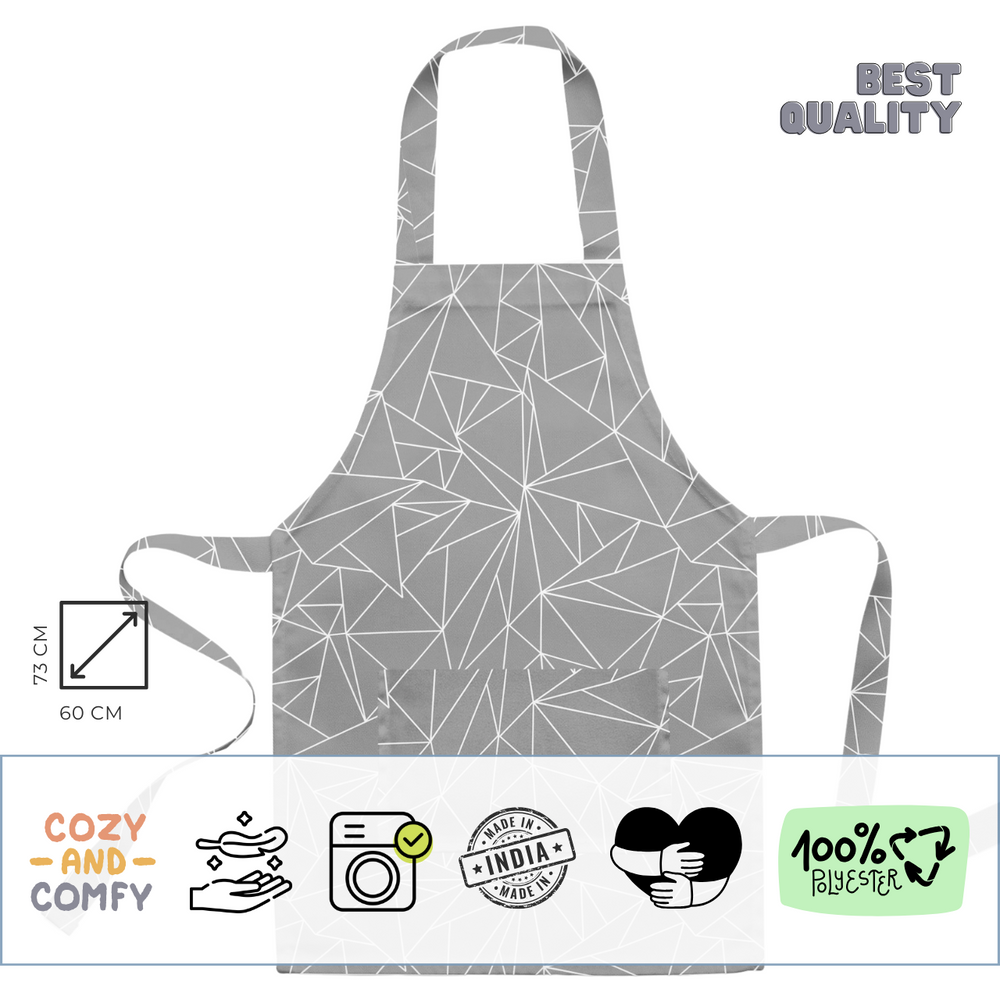 Best kitchen apron for men and women with pocket, grey geometry print from Candy Floss