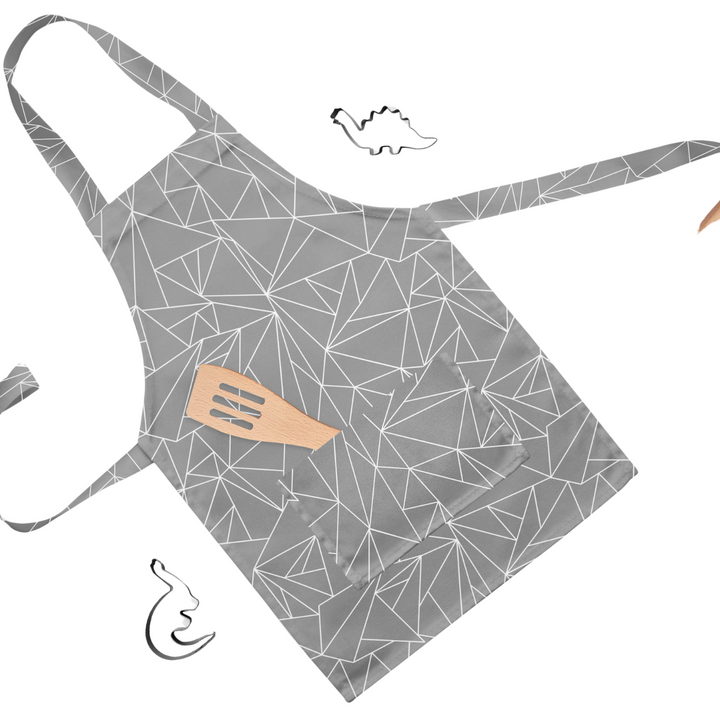 Best kitchen apron for men and women with pocket, grey geometry print from Candy Floss