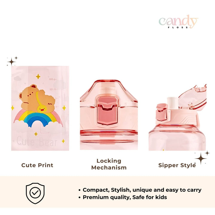 Leakproof Water Bottle with Cute Designs 1.2L Plastic Bottle