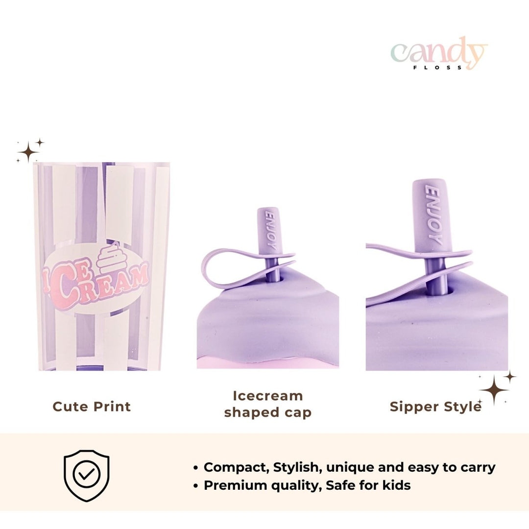 Pastel Ice Cream Sipper with Straw Sipper