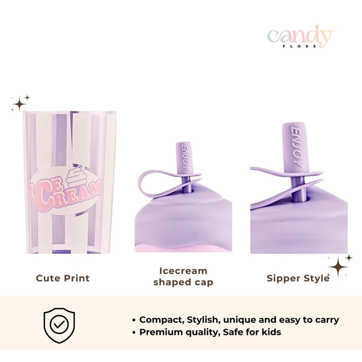 Pastel Ice Cream Sipper with Straw Sipper