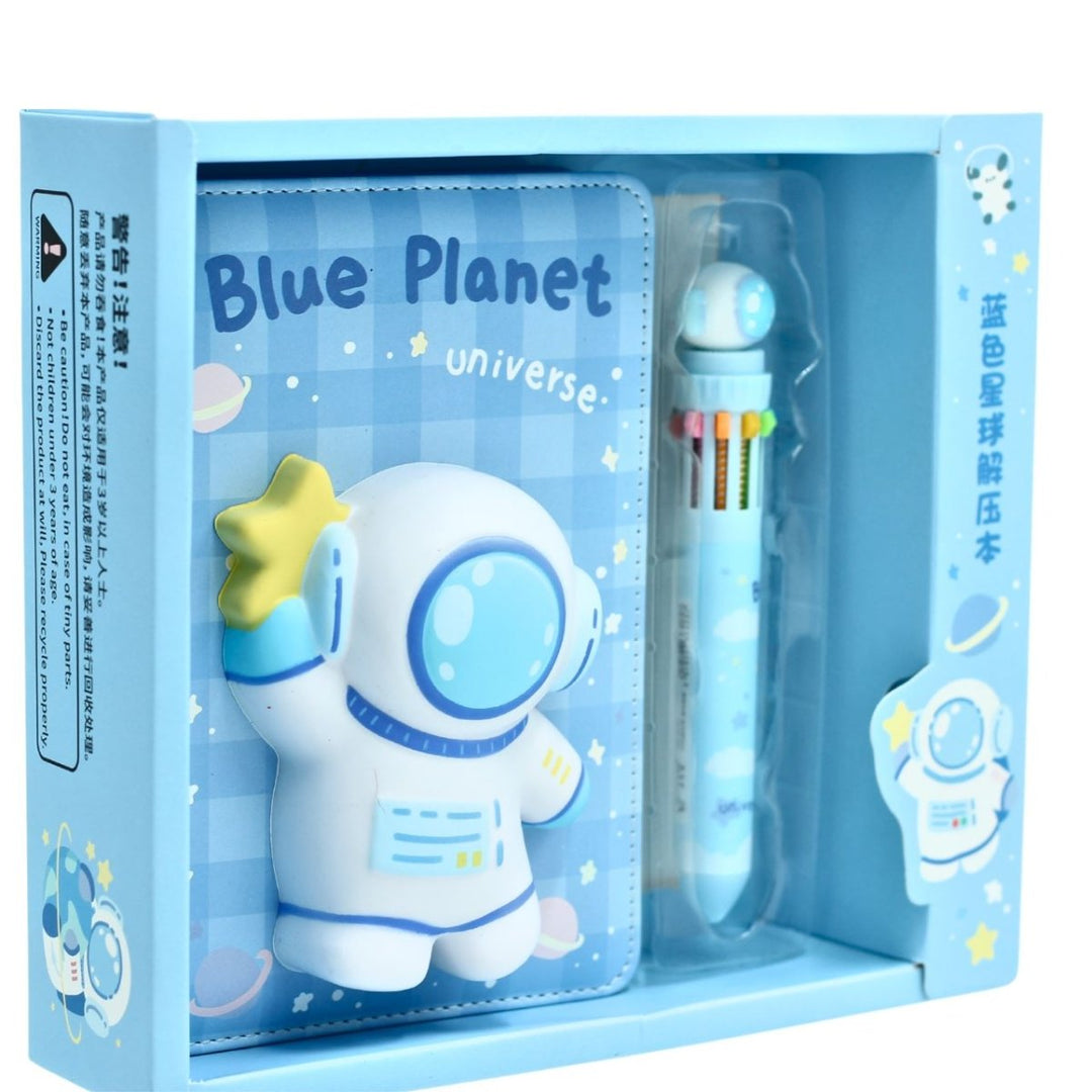 Space Squishy Soft Notebook With Multi Shade Pen Diary