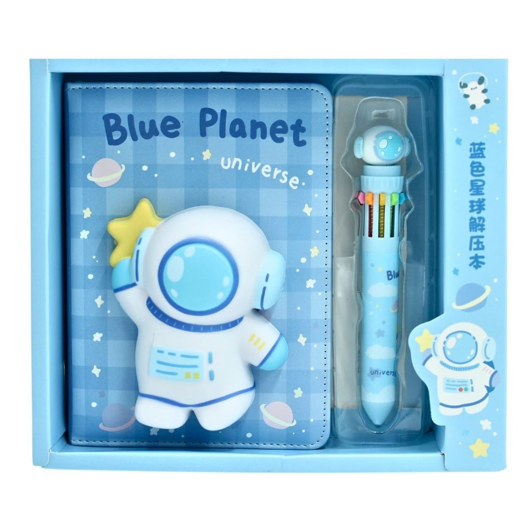 Space Squishy Soft Notebook With Multi Shade Pen Diary