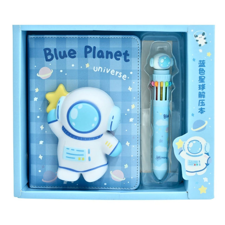Space Squishy Soft Notebook With Multi Shade Pen Diary