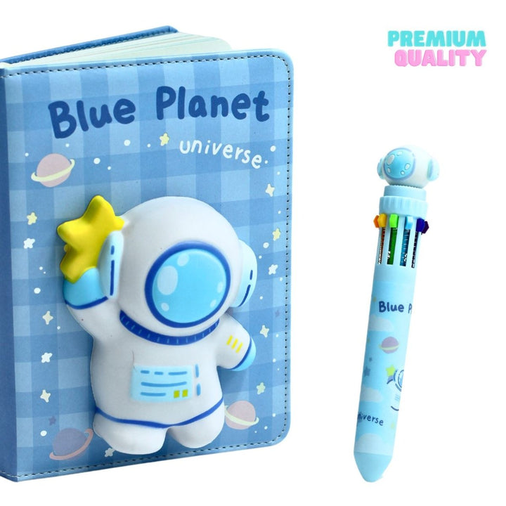 Space Squishy Soft Notebook With Multi Shade Pen Diary