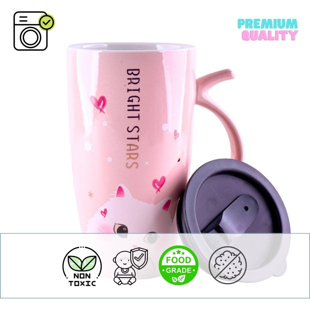Tall Ceramic Mug with Leakproof Lid Ceramic Mug